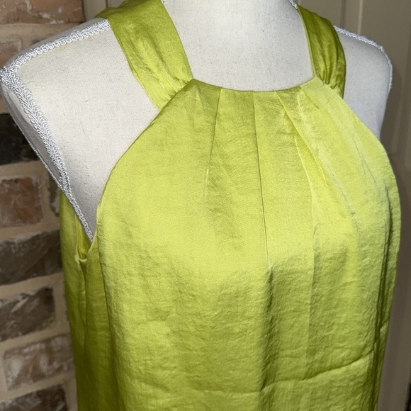 Rafaella Yellow Green Satin Pleated Halter Neck Top Size Medium - Picture 5 of 9